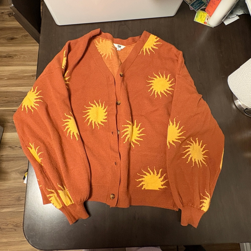 Target Ascot and Hart Orange Sweater with Yellow Sunbursts